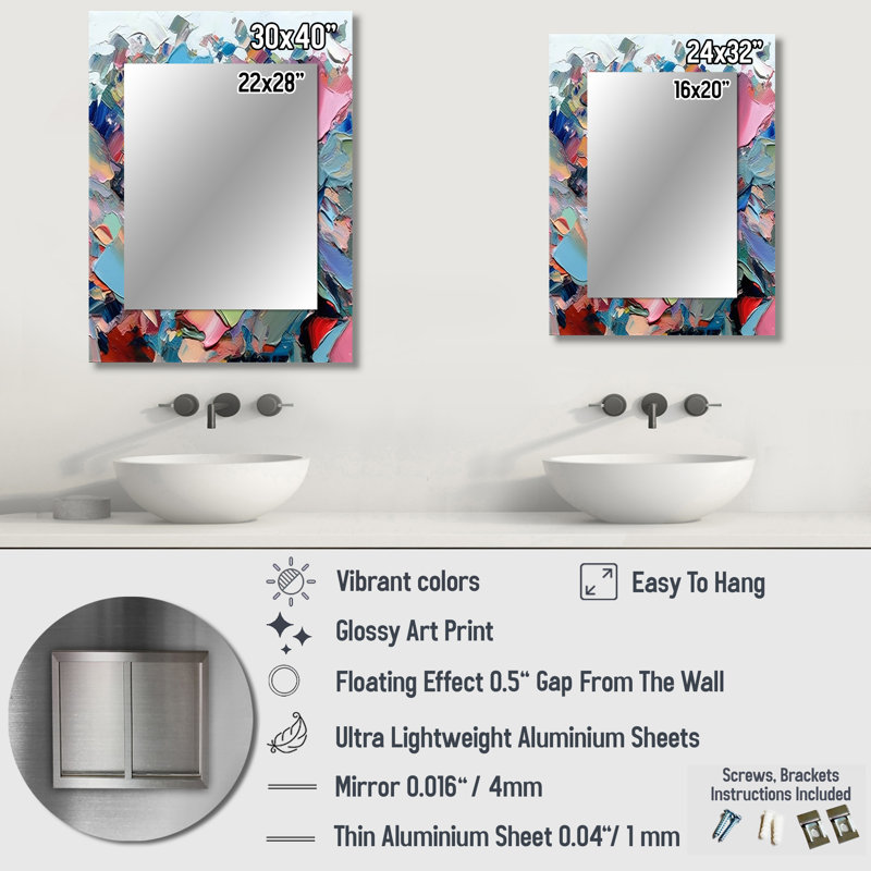 «Passion Of Mira Abstract Melody», peinture abstraite, miroir mural unique, 32 po x 24 po
