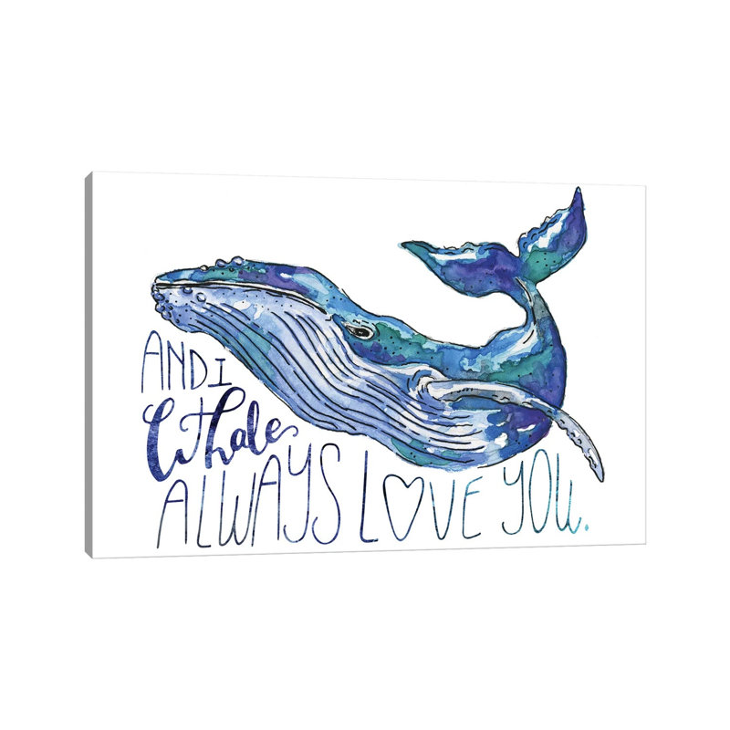 Whale Love 1 Piece Wrapped Canvas Wall Art, 45.72cm H x 66.04cm W
