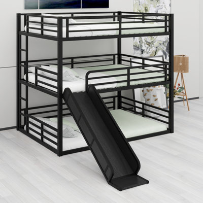 Metal With Safety Guardrails,Slide And Noise-Reduced Design