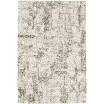 Moss Ivory & Green Abstract Shag Modern Rug