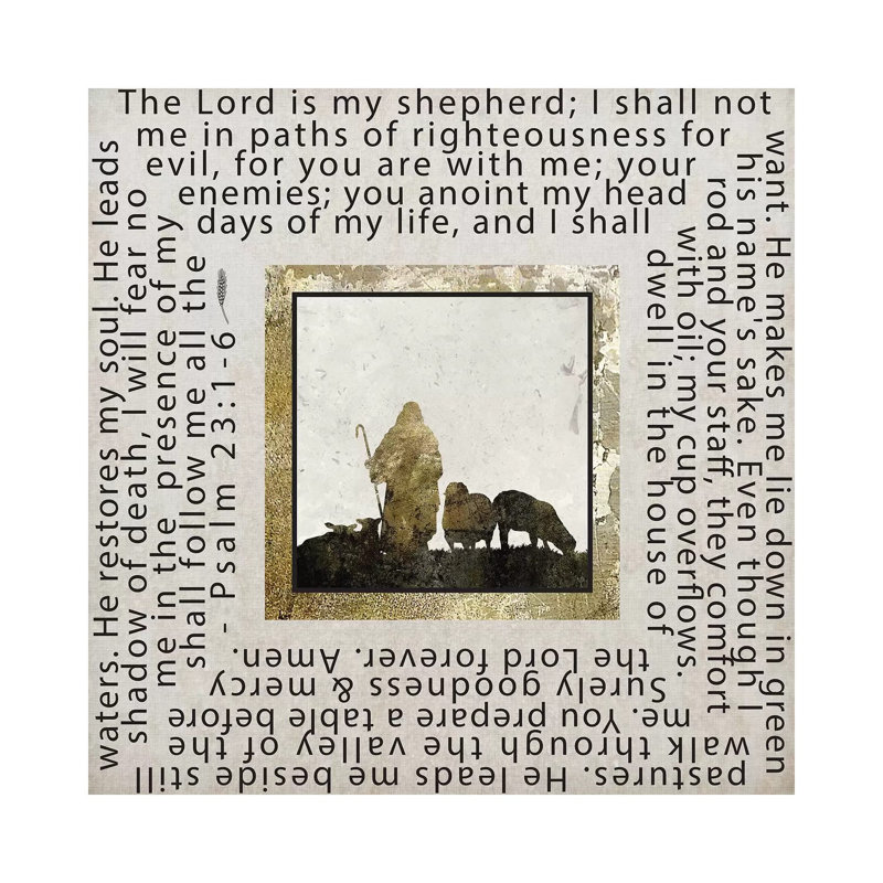 Gold Foil And Black Text Scriptures 2 by Melody Hogan - Wrapped Canvas Print, 30.48 cm H x 30.48 cm W