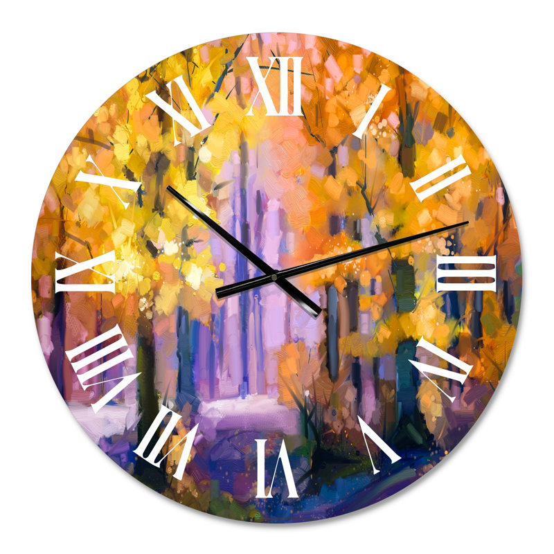 Arbre d'automne coloré forêt Treescape III - horloge murale moderne, Moyen
