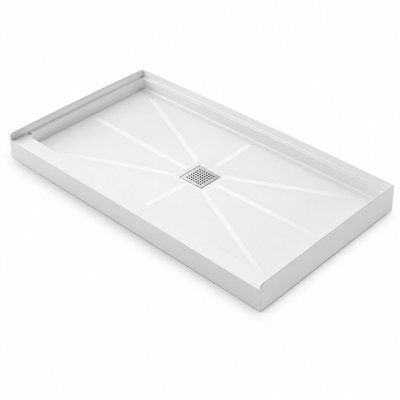 Base de douche de luxe blanche avec drain central et plancher antidérapant texturé