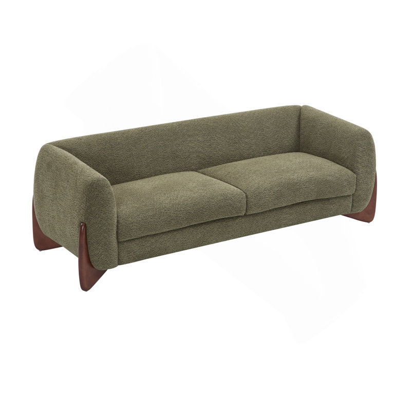 82Inches Boucle Sherpa Sofa -Olive Green, Olive Green Boucle