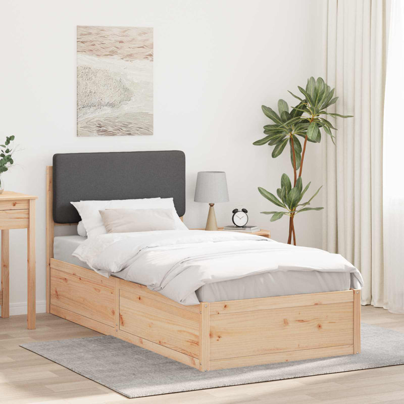 Solid Wood Bed, Single (3'), Dark Grey