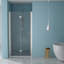 Porte de douche pliante l 30 po x H 72 po avec verre trempé, cadre en nickel brossé, réglable pour espacer les murs