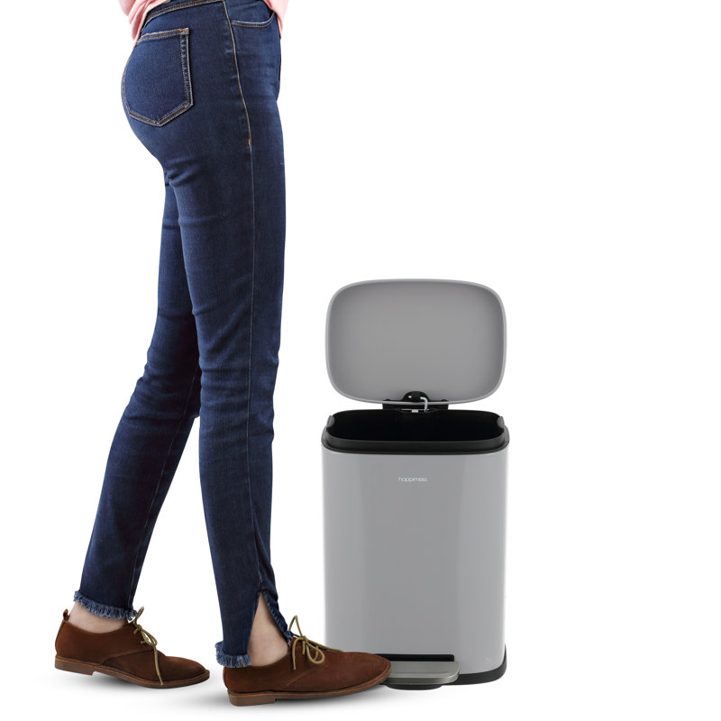 Steel Step On Kitchen Trash Can - 13.2 Gallons, Fog Gray