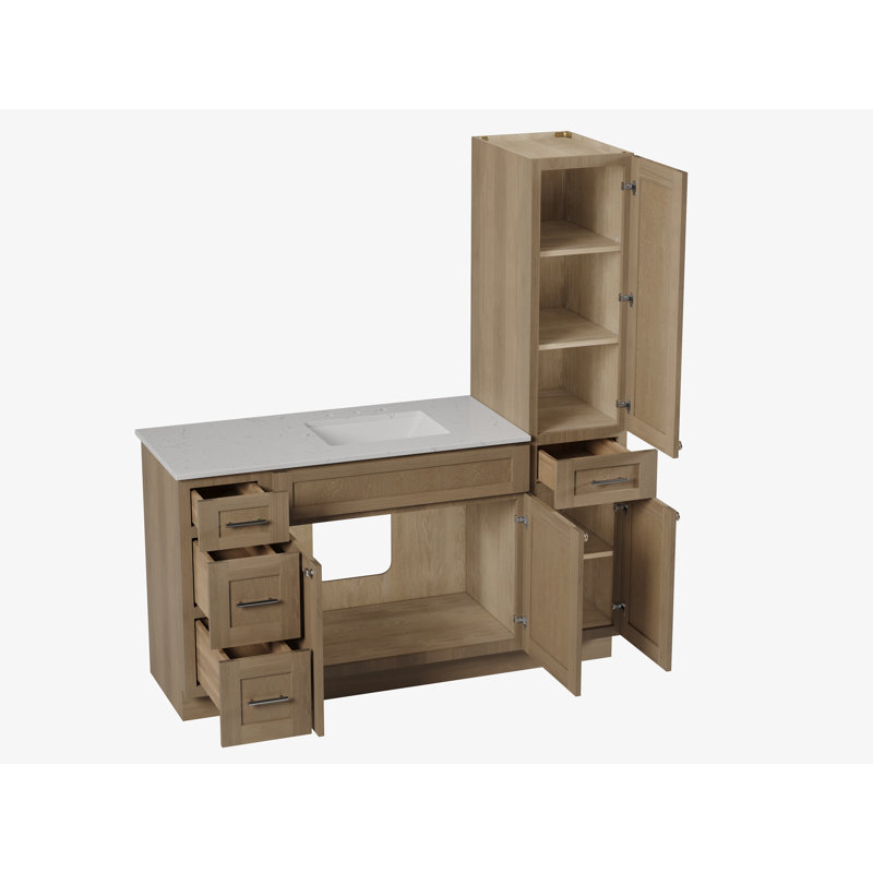 Meuble-lavabo simple 63 po Disar, Chêne naturel