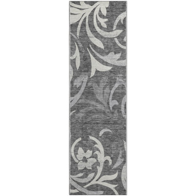 Premium Machine Washable Prisco Charcoal Rug