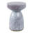 Iridescent Glass Accent Table with Artistic Design and Sturdy Base.