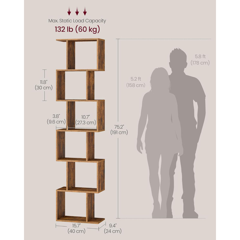 Bookshelf, 6-Tier Bookcase, 24 X 40 X 191 Cm, Room Divider, Cube Display Shelf, Freestanding Storage Shelf, For Living Room, Bedroom, Office