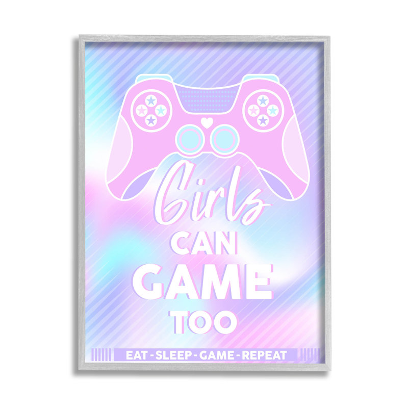 «Girls Can Game Too Pastel», estampe numérique par Angela Nickeas, H 14 po x l 11 po x P 1,5 po, Estampe numérique Farmhouse