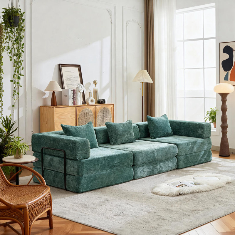 Boneless Modular Sectional Sofa, Green