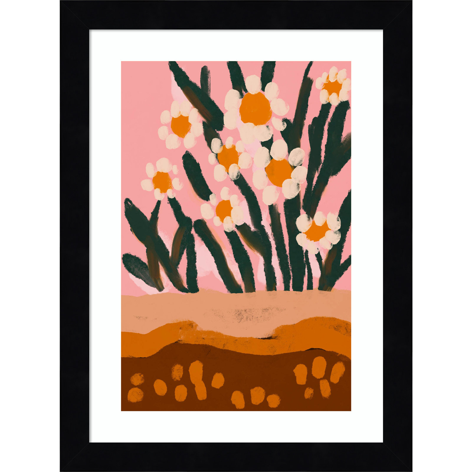 Galya "Pastel Flower Impression No 3" Print, 13" H x 10" W, Black