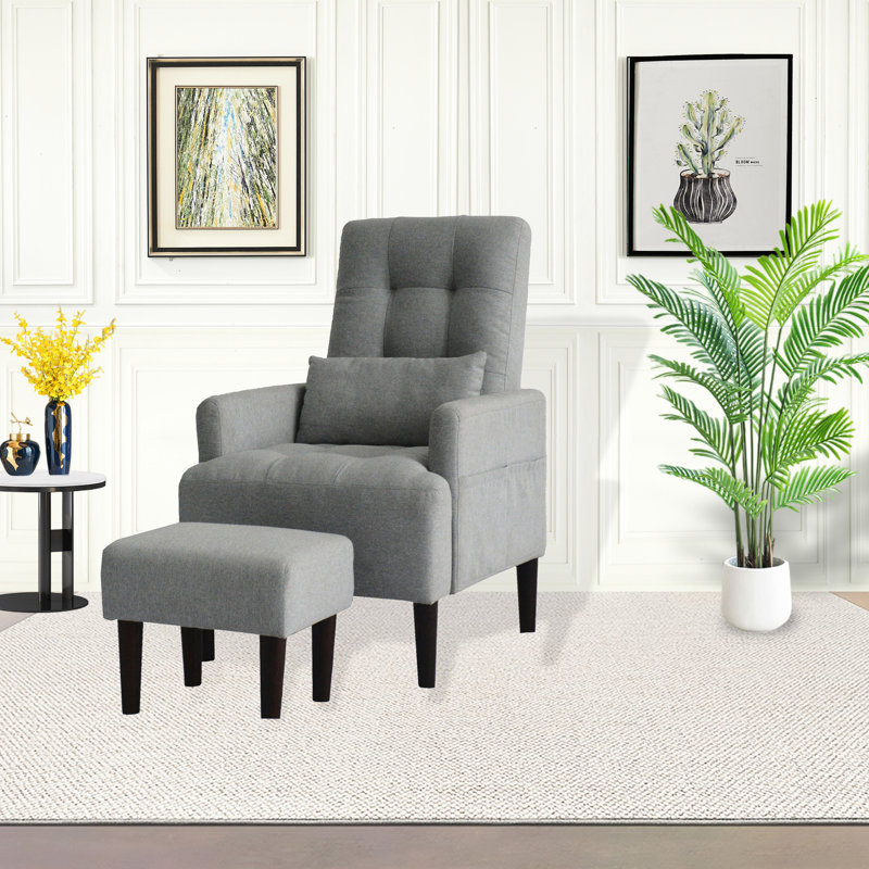 Chaise de salon confortable avec rangement et angle réglable en gris