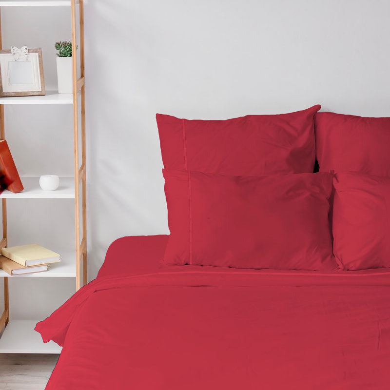 2200 Series Ultra Soft Double Brushed Microfiber 6 Pc Sheet Set, Extra Deep Pockets, Red