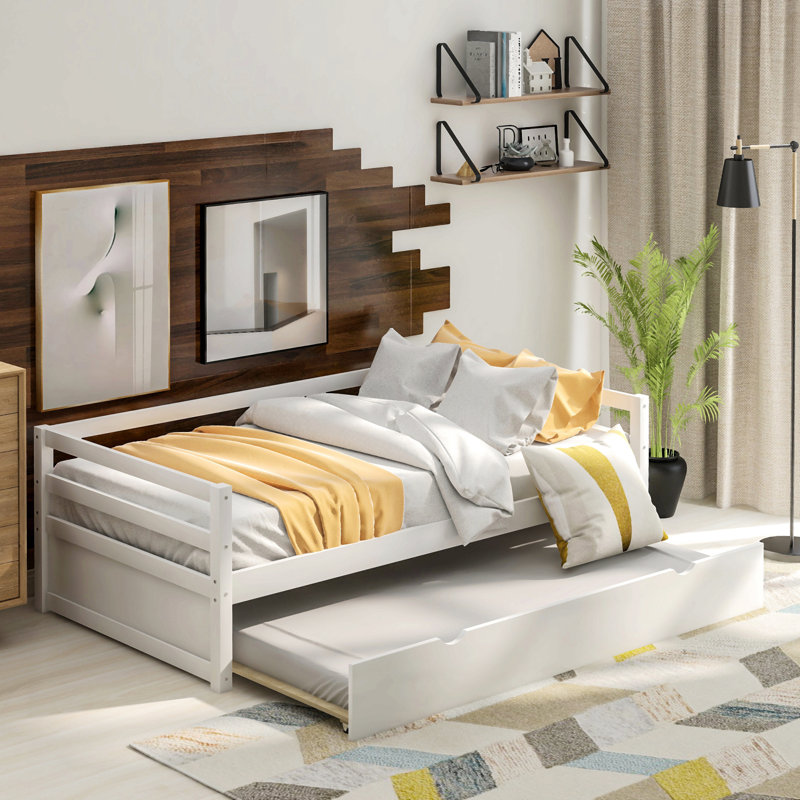 Daybed With Trundle Frame Set, Twin Size, White