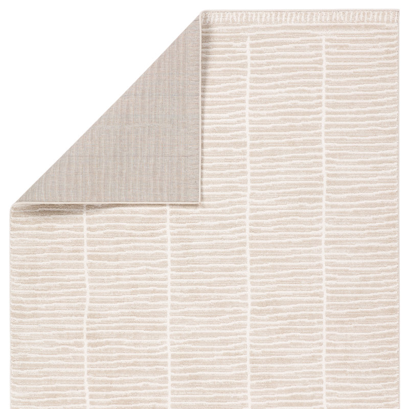 Vibe by Union Rustic Loehrke Powerloomed Stripes Tan/Taupe Area Rug, Rectangle 7'9" x 9'9"
