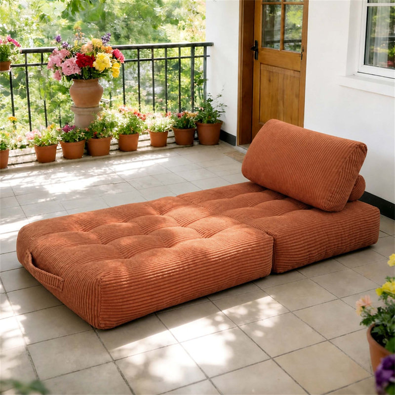 Pouf en velours côtelé de 180 cm, mini canapé moelleux et confortable, idéal pour le salon, la chambre et la chambre d'étudiant.