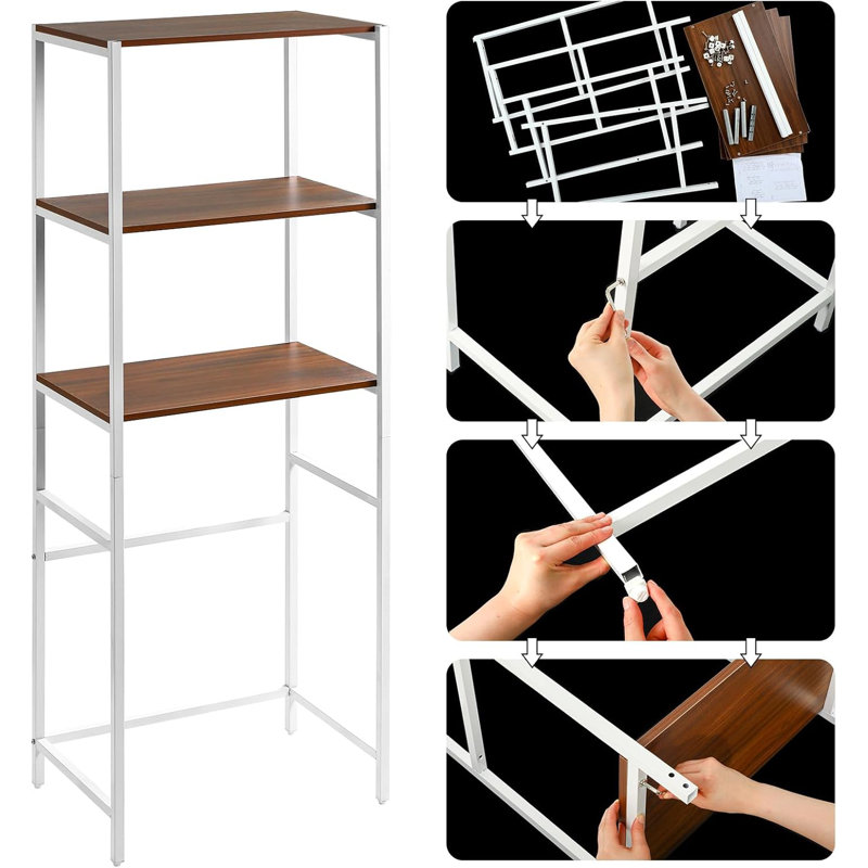 3 Tier Mini Fridge Stand With Storage For Dorm,Over Mini Fridge Multipurpose Storage Shelf Rack Standing Organizer, White