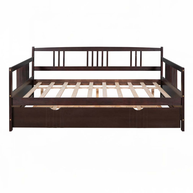 Safak Solid Wood Daybed with Trundle , Full, Espresso