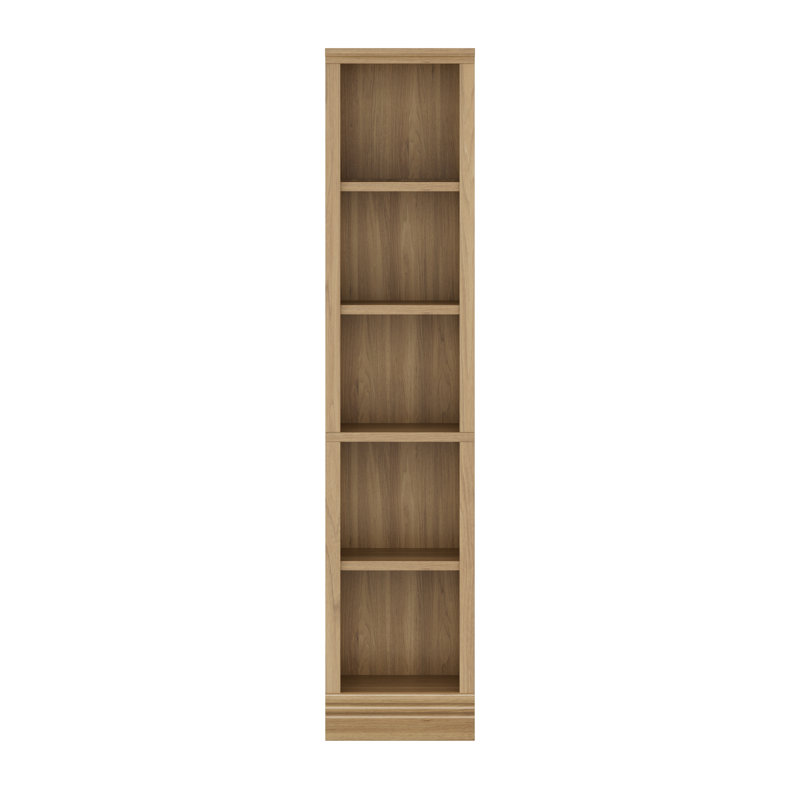 Corner Bookcase with Adjustable Shelves, 5-Tier Narrow Bookshelf, Oak, 72.5 Inch, Narrow, Oak