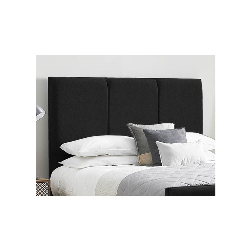 Ledley Kailua Upholstered Bed Frame - Plush Velvet with Headboard and Sprung Slats, Black, Super King (6')