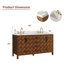 Meuble-lavabo double 60 po entièrement assemblé avec structure en bois massif, prise homologuée UL et tiroirs à fermeture en douceur