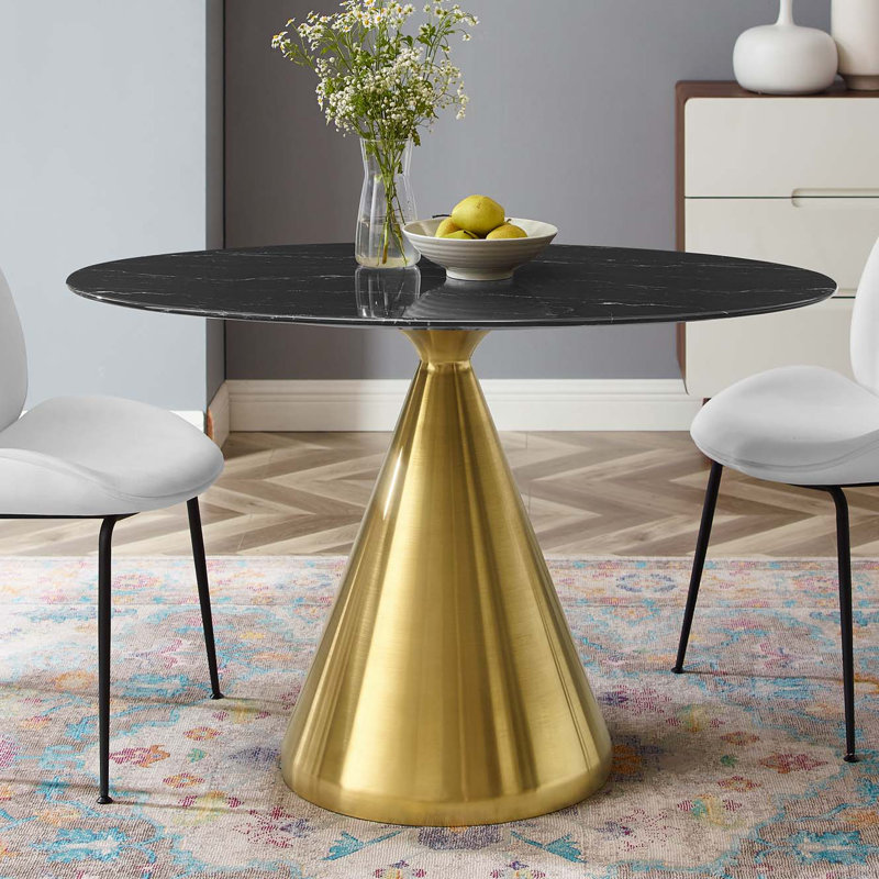 Table de salle à manger en marbre artificiel Tupelo par Modway, Blanc, L 47 po x l 27,5 po