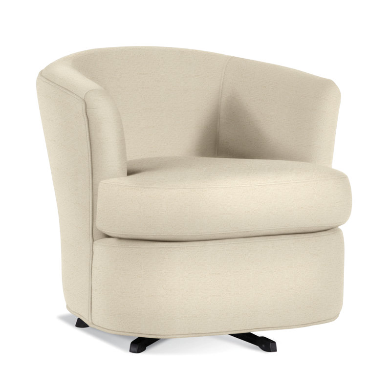 Upholstered Swivel Barrel Chair, Ivory Crypton Performance; 0886-91
