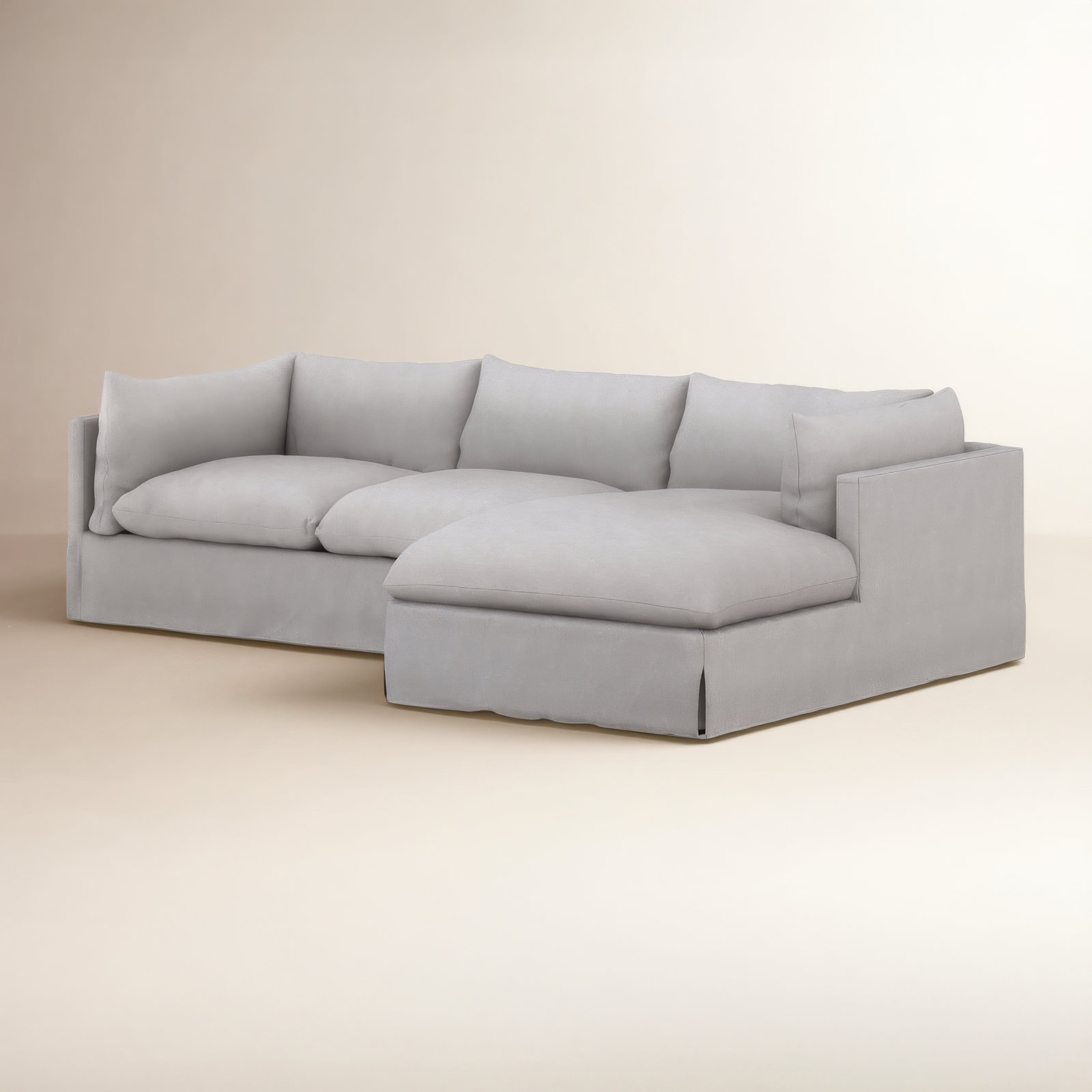 Zuri Slipcover Chaise Sectional, Right Hand Facing, Valley Nimbus Polyester Blend, 31.5" H x 115" W x 67" D