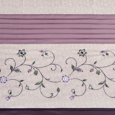 Faux Silk Embroidered Floral Shower Curtain