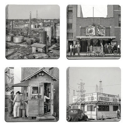 Historic Oklahoma City Stoneware Square 4 Piece Coaster Set