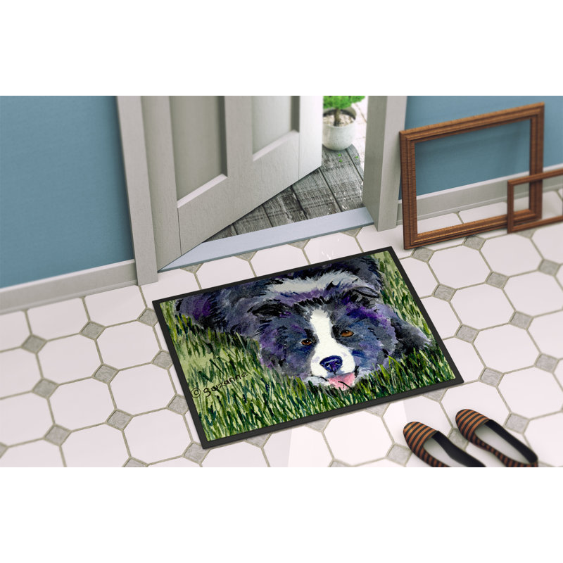 Tapis de porte d’intérieur anti-dérapant border collie, Rectangle 2 pi x 3 pi