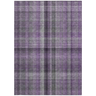 10' X 14' Purple Plaid Washable Non Skid Indoor Outdoor Area Rug