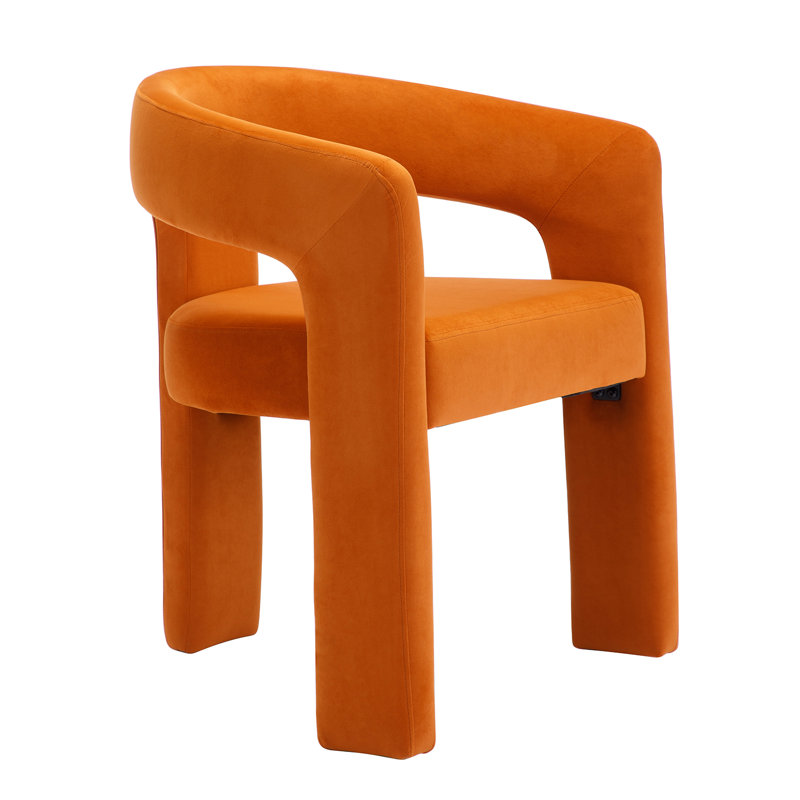 Dalpat Iron Arm Chair, Orange Velvet
