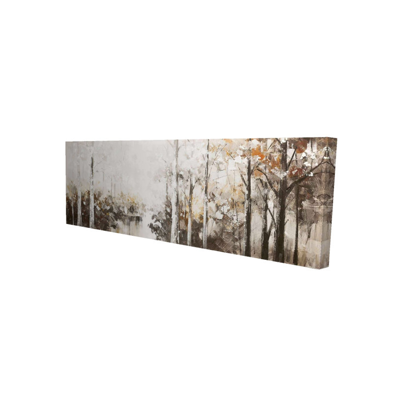 Abstract White Forest Brown Canvas | Landscape Tree Decor