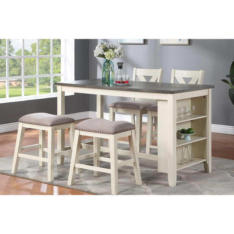Tabourets de bar modernes de 2 - siège à coussin en bois crème pour salle à manger en mousse de style classique blanc