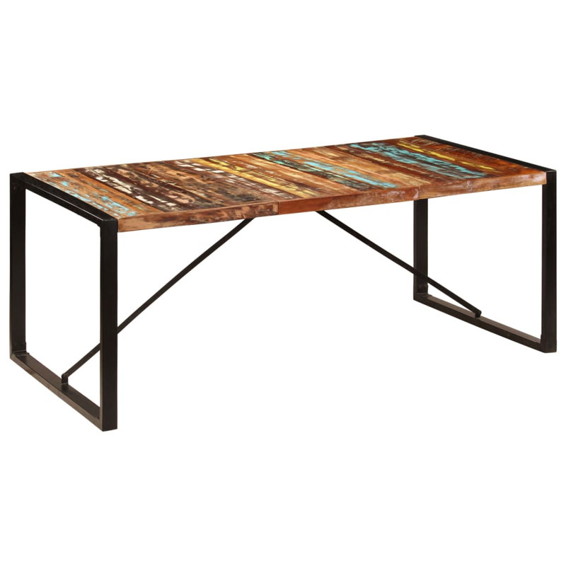Powell Solid Wood Top Metal Base Dining Table, 75cm H x 100cm W x 200cm L