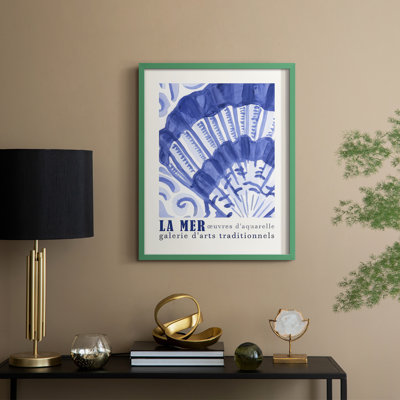 Reproduction d'art encadrée, affiche La Mer II - bois massif