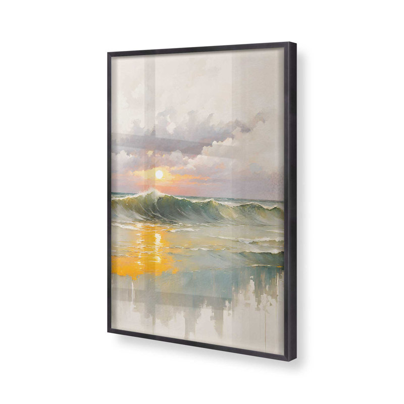 Golden Waves at Sunset I Print, 15.25" H x 12.25" W, Weathered Zinc