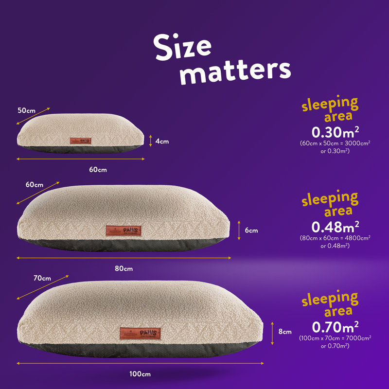 Slumberdown Paws for Slumber Machine Washable Cushioned Sherpa Pet Bed, Medium (26-40 lbs), Beige