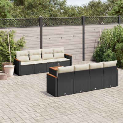 Ensemble de canapé de jardin Vidaxl noir, blanc crème
