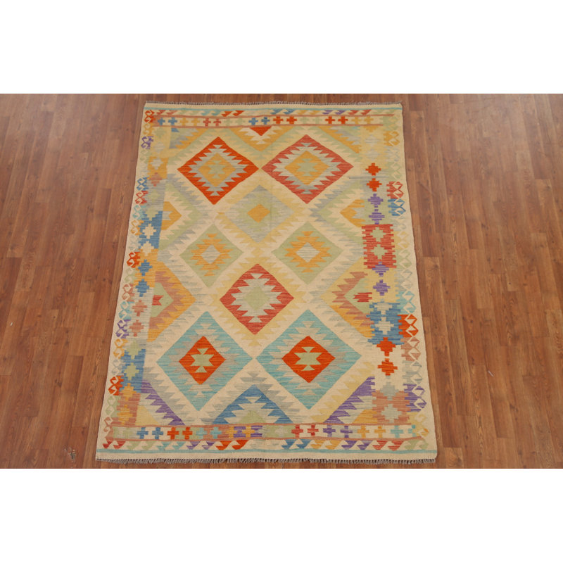 Reversible Wool Kilim Oriental Area Rug 5x7