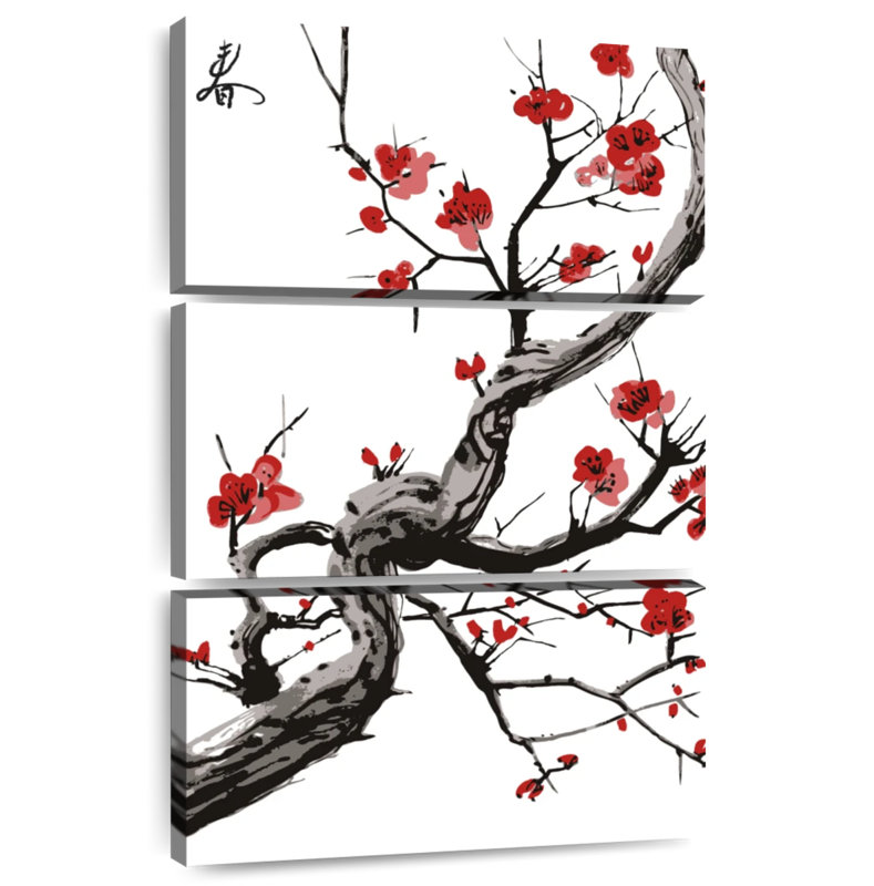 Harnek Red Cherry Blossoms, 50" H x 32" W