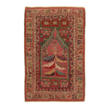 Tapis unique en laine noué à la main rose de 3 pi 5 po x 5 pi 3 po avant 1900