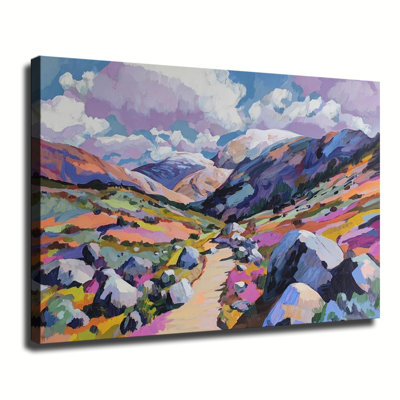 «Mid Century Modern Boulder Colorado Mountain Scene», grande impression sur toile tendue avec châssis pour salon et chambre à coucher