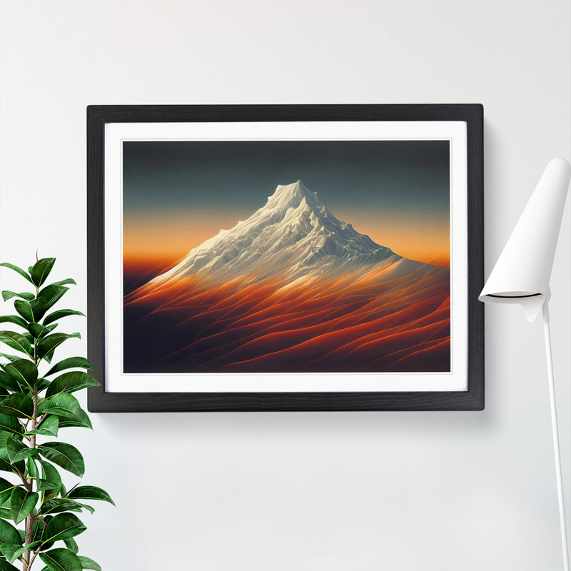 Illuminating Japanese Mountains - Single Picture Frame Print, 46cm H x 64cm W, Black
