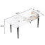 71.65" Rectangular Dining Table - White Sintered Stone With Strong Black Metal Legs, Seats 6-8 Secure Legs For