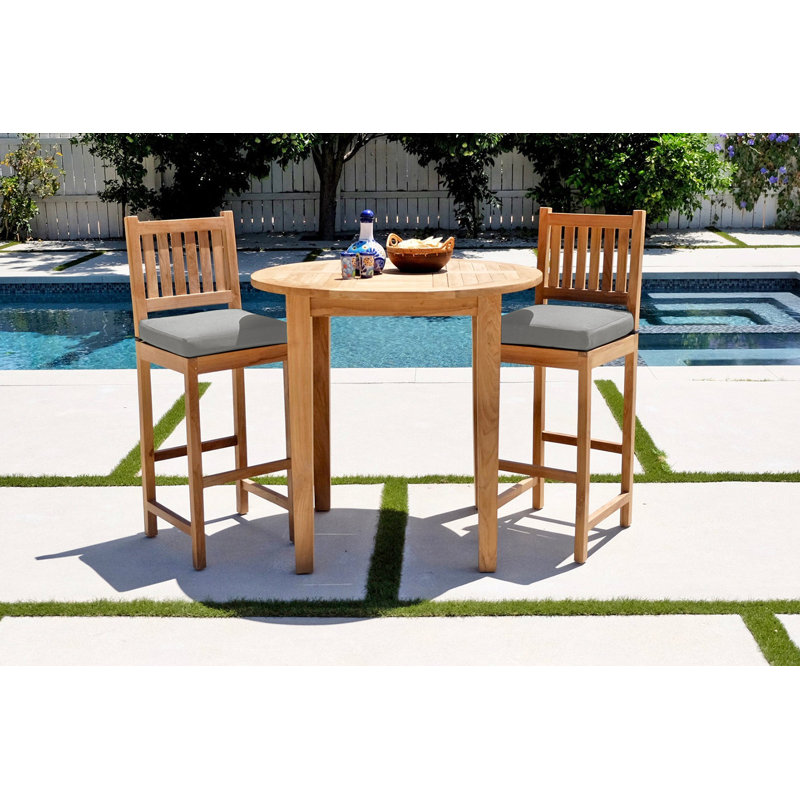 Huntington Outdoor 3 - Piece Bar Height Table with Cushions, Granite